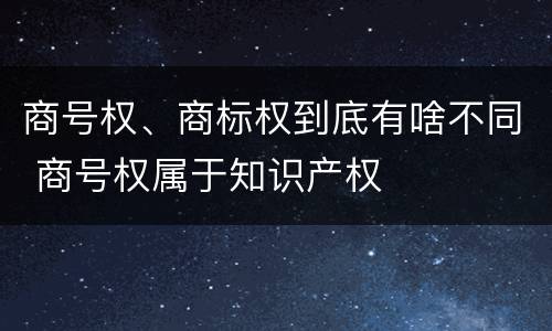 商号权、商标权到底有啥不同 商号权属于知识产权
