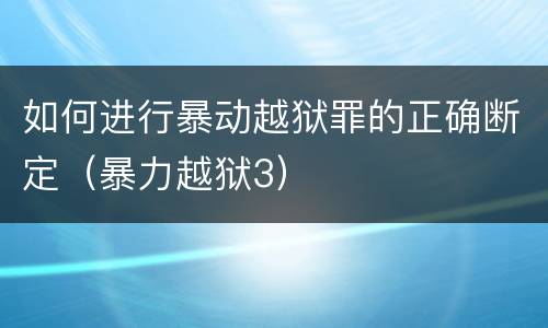 如何进行暴动越狱罪的正确断定（暴力越狱3）