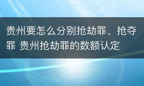 贵州要怎么分别抢劫罪、抢夺罪 贵州抢劫罪的数额认定