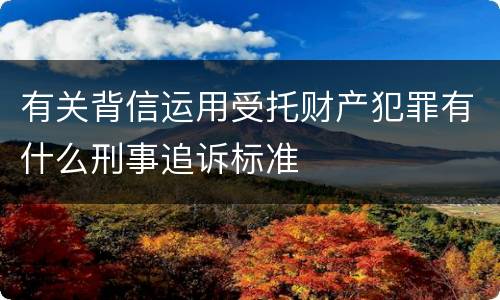有关背信运用受托财产犯罪有什么刑事追诉标准