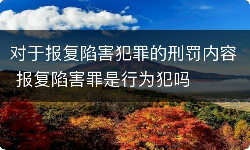对于报复陷害犯罪的刑罚内容 报复陷害罪是行为犯吗