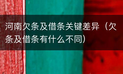 河南欠条及借条关键差异（欠条及借条有什么不同）