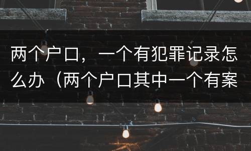 两个户口，一个有犯罪记录怎么办（两个户口其中一个有案底）
