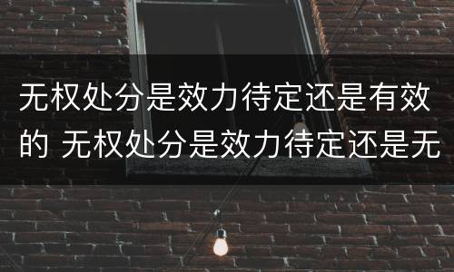 无权处分是效力待定还是有效的 无权处分是效力待定还是无效