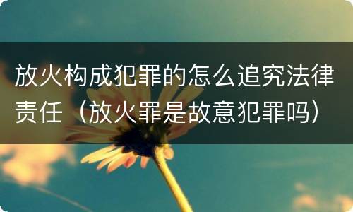 放火构成犯罪的怎么追究法律责任（放火罪是故意犯罪吗）