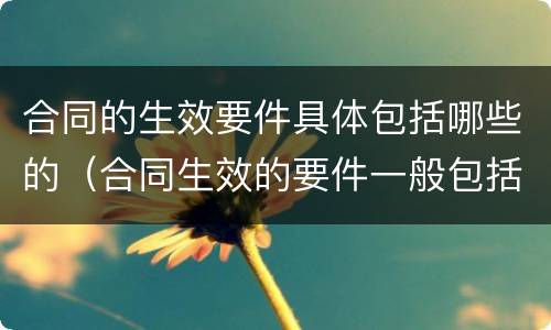 合同的生效要件具体包括哪些的（合同生效的要件一般包括哪些）