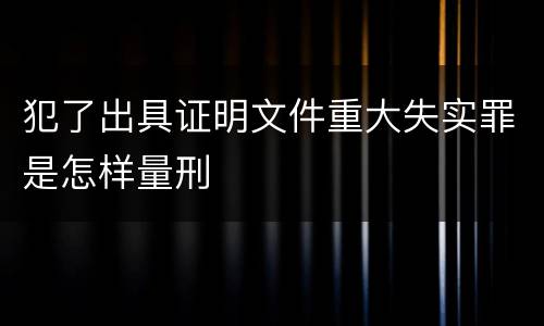犯了出具证明文件重大失实罪是怎样量刑