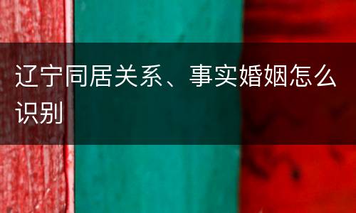 辽宁同居关系、事实婚姻怎么识别