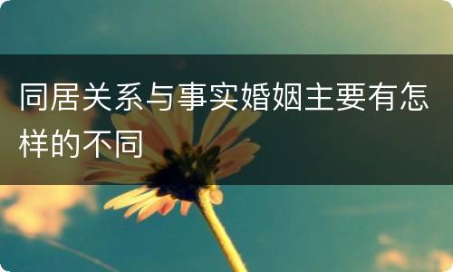 同居关系与事实婚姻主要有怎样的不同