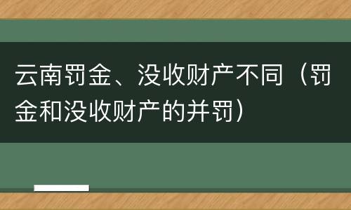 云南罚金、没收财产不同（罚金和没收财产的并罚）