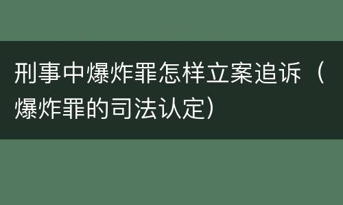 刑事中爆炸罪怎样立案追诉（爆炸罪的司法认定）