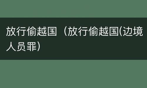 放行偷越国（放行偷越国(边境人员罪）