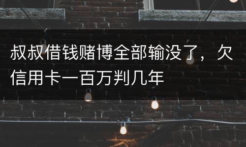 叔叔借钱赌博全部输没了，欠信用卡一百万判几年