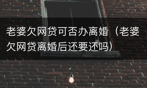 老婆欠网贷可否办离婚（老婆欠网贷离婚后还要还吗）