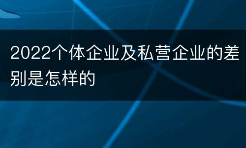 2022个体企业及私营企业的差别是怎样的