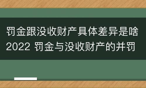 罚金跟没收财产具体差异是啥2022 罚金与没收财产的并罚