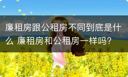 廉租房跟公租房不同到底是什么 廉租房和公租房一样吗?