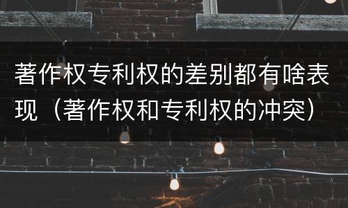 著作权专利权的差别都有啥表现（著作权和专利权的冲突）