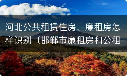 河北公共租赁住房、廉租房怎样识别（邯郸市廉租房和公租房的区别）