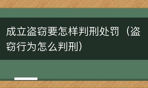 成立盗窃要怎样判刑处罚（盗窃行为怎么判刑）