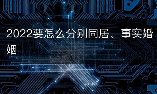 2022要怎么分别同居、事实婚姻