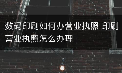 数码印刷如何办营业执照 印刷营业执照怎么办理