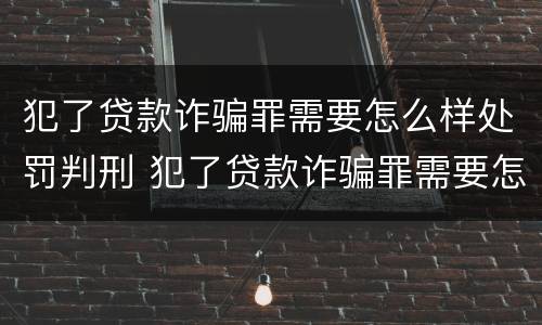 犯了贷款诈骗罪需要怎么样处罚判刑 犯了贷款诈骗罪需要怎么样处罚判刑吗