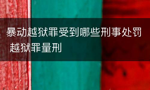 暴动越狱罪受到哪些刑事处罚 越狱罪量刑