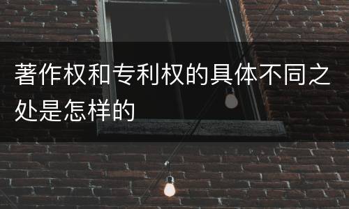著作权和专利权的具体不同之处是怎样的