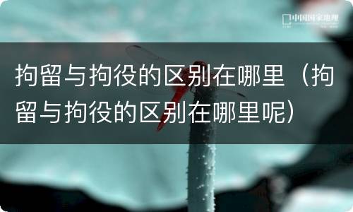 拘留与拘役的区别在哪里（拘留与拘役的区别在哪里呢）
