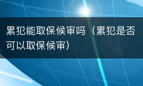累犯能取保候审吗（累犯是否可以取保候审）