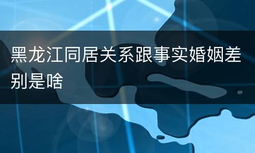 黑龙江同居关系跟事实婚姻差别是啥