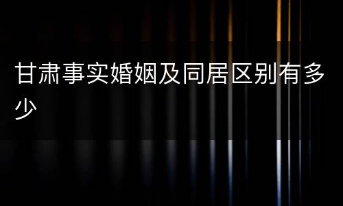 甘肃事实婚姻及同居区别有多少