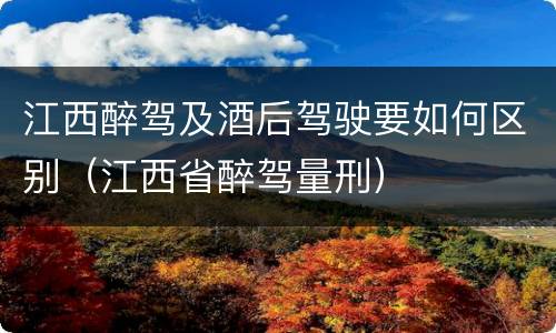 江西醉驾及酒后驾驶要如何区别（江西省醉驾量刑）