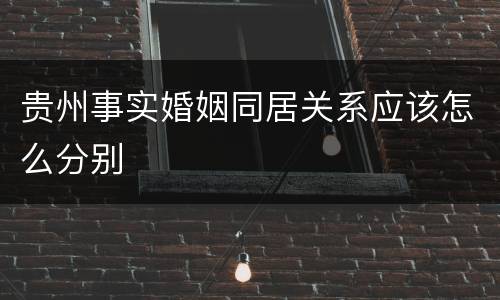 贵州事实婚姻同居关系应该怎么分别