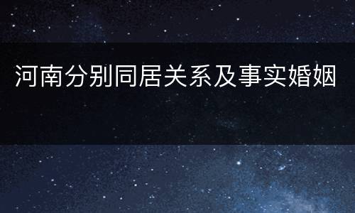 河南分别同居关系及事实婚姻