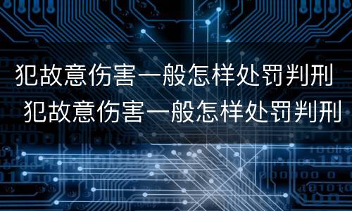 犯故意伤害一般怎样处罚判刑 犯故意伤害一般怎样处罚判刑多久