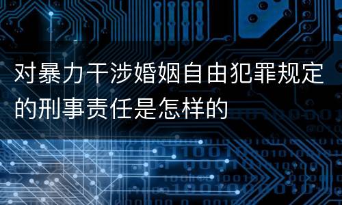 对暴力干涉婚姻自由犯罪规定的刑事责任是怎样的