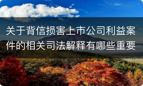 关于背信损害上市公司利益案件的相关司法解释有哪些重要内容