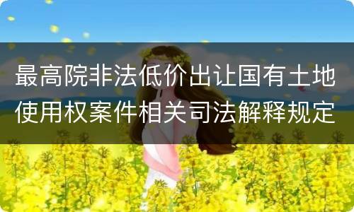 最高院非法低价出让国有土地使用权案件相关司法解释规定主要内容都有哪些