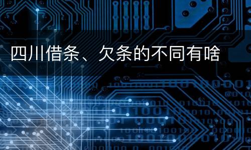 四川借条、欠条的不同有啥
