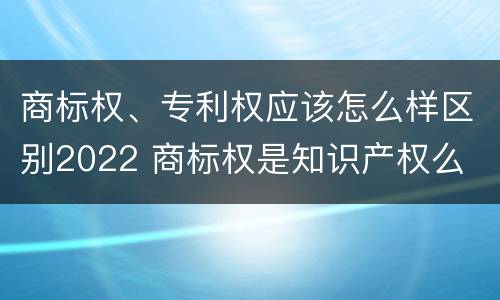 商标权、专利权应该怎么样区别2022 商标权是知识产权么