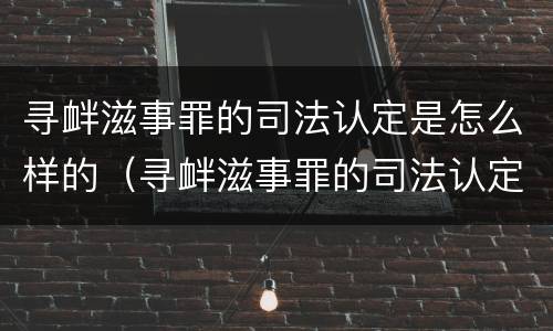寻衅滋事罪的司法认定是怎么样的（寻衅滋事罪的司法认定是怎么样的案例）