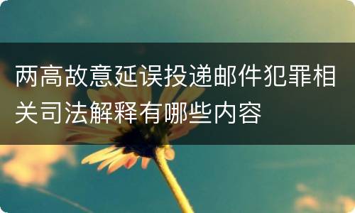 两高故意延误投递邮件犯罪相关司法解释有哪些内容