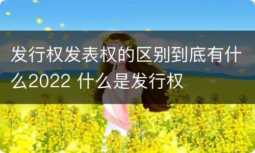 发行权发表权的区别到底有什么2022 什么是发行权