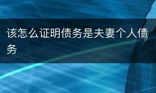 该怎么证明债务是夫妻个人债务