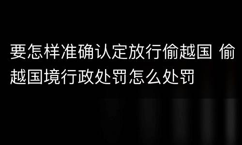 要怎样准确认定放行偷越国 偷越国境行政处罚怎么处罚