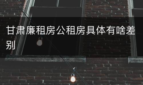 甘肃廉租房公租房具体有啥差别