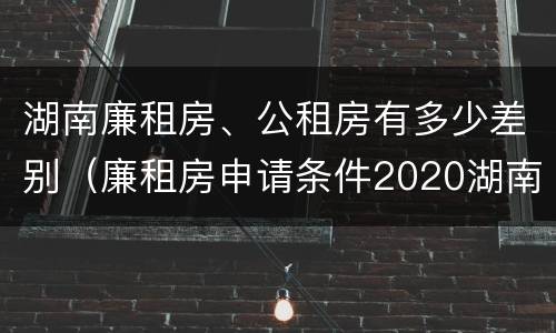 湖南廉租房、公租房有多少差别（廉租房申请条件2020湖南）