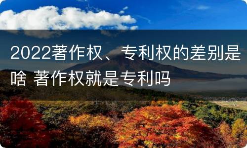 2022著作权、专利权的差别是啥 著作权就是专利吗